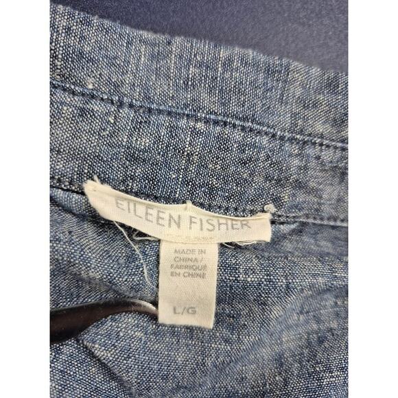 Eileen Fisher Hemp/Cotton Blend Denim Blue Top Tunic Short Dress Sz L - Picture 4 of 5